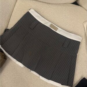 Gray Pinstripe Mini Skirt